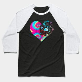 Cute Tie Dye Heart Stethoscope Nurse Baseball T-Shirt